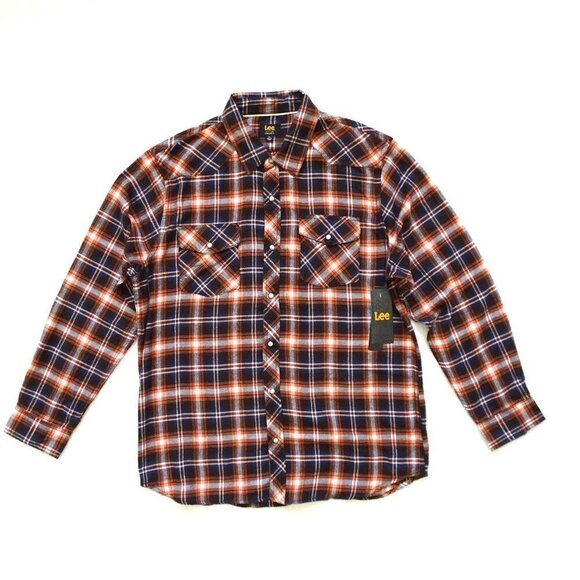 Lee Flannel Shirt Men's Size XL Snap Close Plaid - Picture 1 of 5